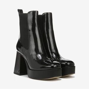 CIRCUS NY BY SAM EDELMAN STACE BLACK ALL GLOSSY PLATFORM BOOT 9.5 NEW NO TAGS